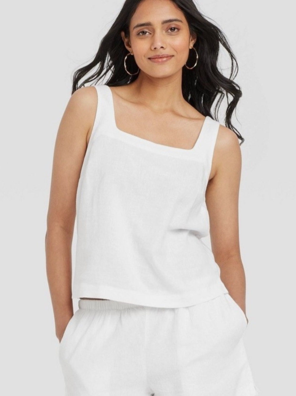 A new day square neck linen tank top